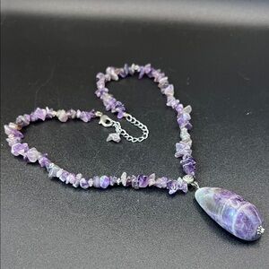 Vintage Amethyst Chip Pendant Necklace